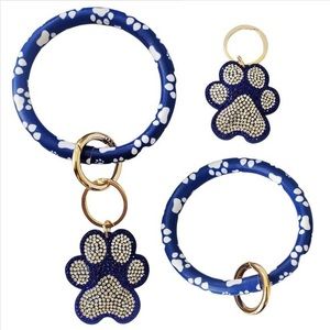 Paw Print Bangle Wristlet Key Chain with Charm
